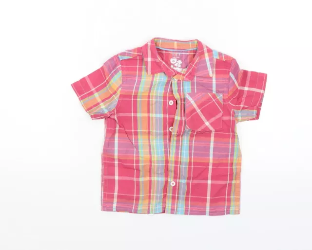 F&F Girls Pink Check Cotton Basic Button-Up Size 2-3 Years Collared