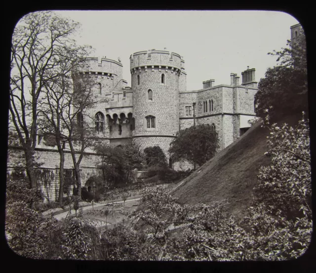 GWW Glas magische Laterne Rutsche WINDSOR CASTLE - NORMAN GATEWAY C1890 KÖNIGLICHKEIT