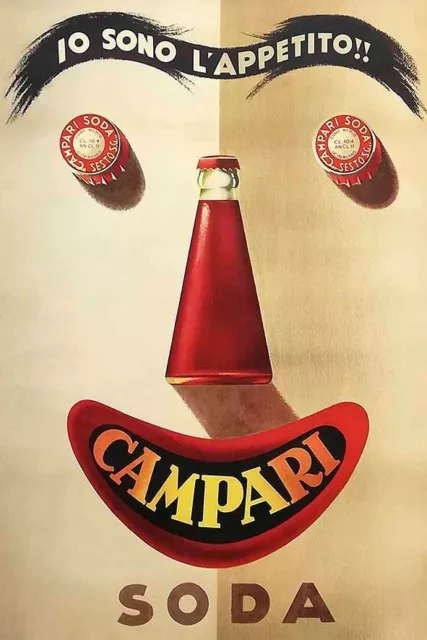 Poster Manifesto Locandina Pubblicitaria Stampa Vintage Aperitivo Bitter Campari