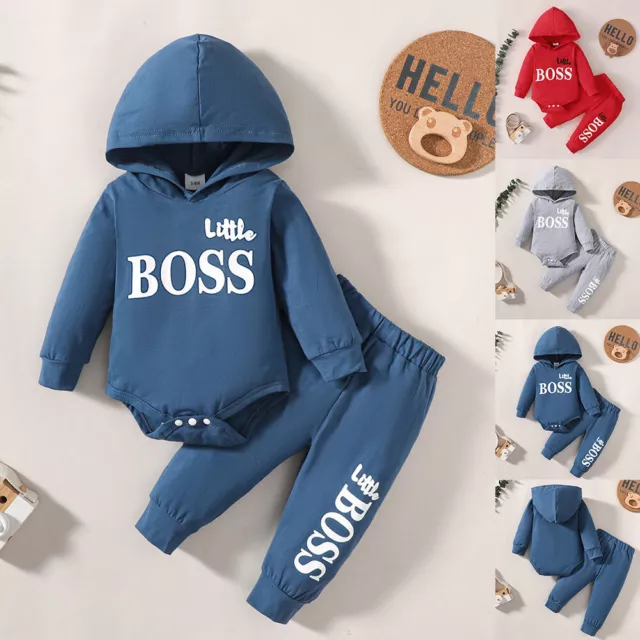 LITTLE BOSS Baby Boys Newborn Sweatshirt Tops Pants Tracksuit Outfit Set Clothes 2