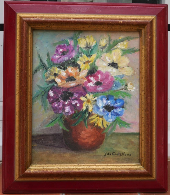 TABLEAU SIGNÉ DE Castellano vase de fleurs EUR 15,00 PicClick FR