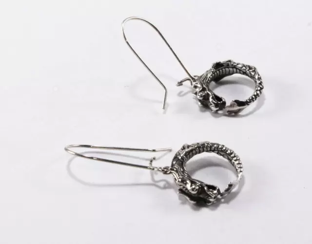 John Hardy Naga Dragon 925 Sterling Silver Round Circle Hook Drop Earrings