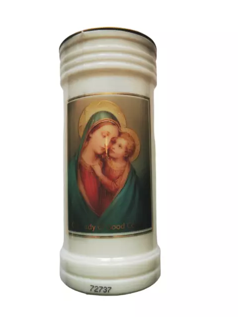 Our Lady of Good Counsel candle white 15cm with prayer Catholic