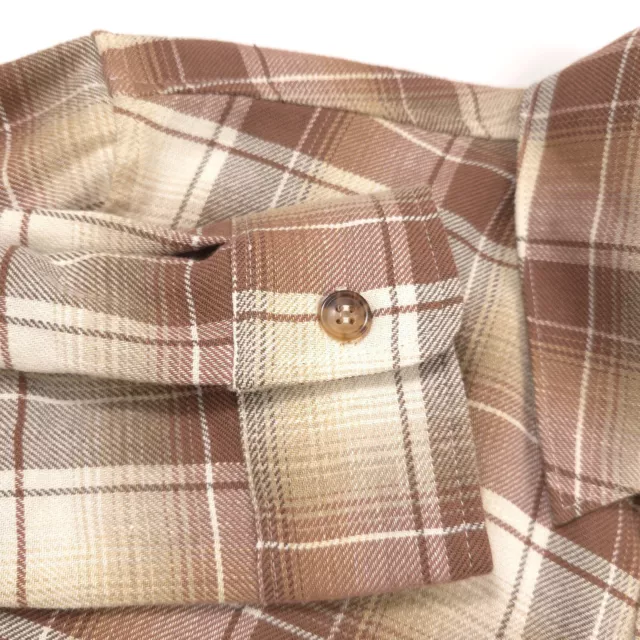 APC Trek Brown Plaid Cotton & Linen Flannel Over Shirt Mens Size Large 3