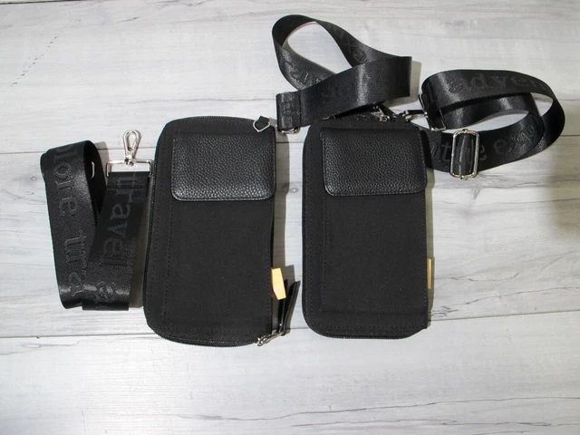 Lot of 2 Samantha Brown Crossbody Purse To Go Belt Bag, 8" x 4.5" x 1"  - Black