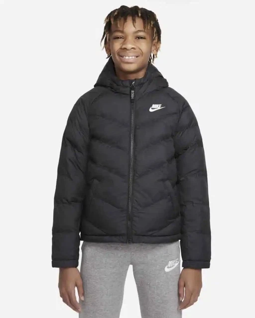 Nike Puffer Synthetic Down Fill Zip Jacket Black Kids Unisex Sz Large CU9157-010
