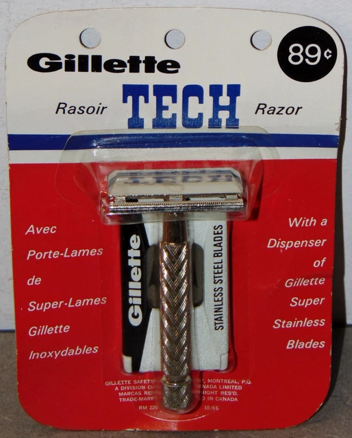 NEW Vintage Gillette Tech Razor 1966 with Super Stainless Blades NOS NEW Vintage Gillette Tech Razor 1966 with Super Stainless Blades NOS