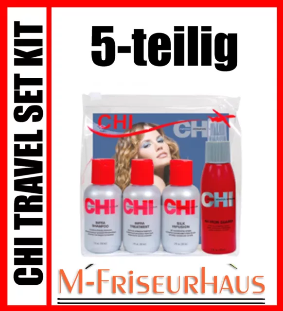 CHI 5-tlg Reiseset Infra Shampooing+Traitement+Infusion Soie + Iron Garde Spray 2