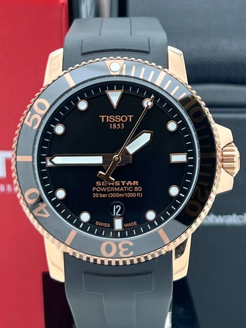 Tissot Seastar 1000 Powermatic 80 Black Dial Black Rubber Strap Watch For Men - T120.407.37.051.00