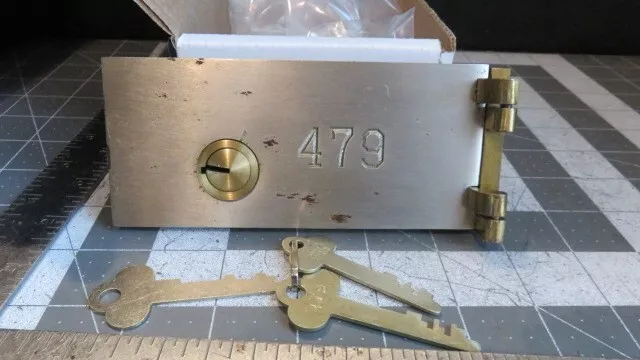Antique L.L. Bates 1886 Safety Deposit Box Door, Hinges, 2 Op & 1 Guard Key #479