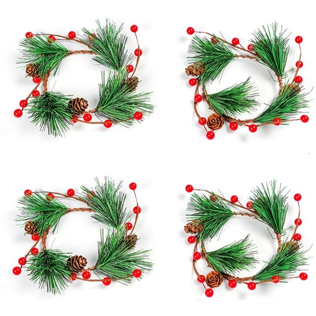 4 pz Corona di Natale Artificiale Corona di Bacche Corona di Pino FM8