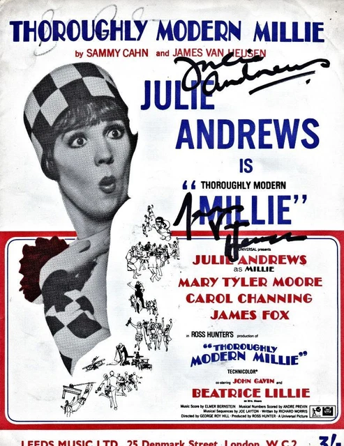 Julie Andrews Sammy Cahn Autographed Music Sheet "Throughly Modern Millie"