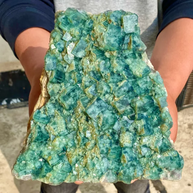 5.3LB New Find green Phantom Quartz Crystal Cluster Mineral Specimen Healing.