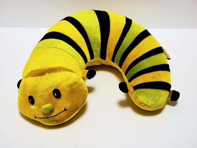 Soft Plush Caterpillar Kids Travel Pillow Child Head Neck Support Cushion green