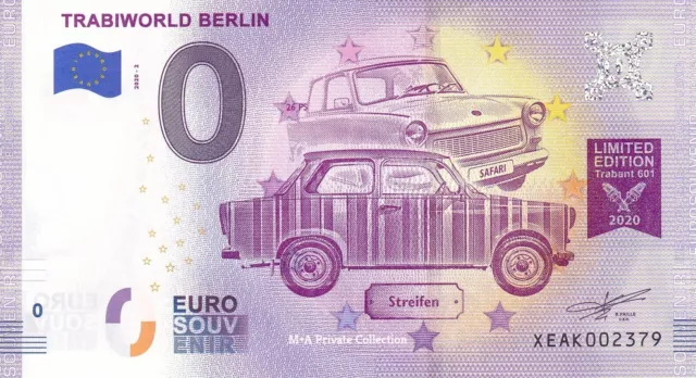 0 Euro-Schein BERLIN - TRABIWORLD Limited Edition DDR Trabi Trabant XEAK-2020-2