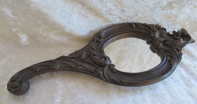 Antiguo Face de Mano de Madera Tallado Espejo