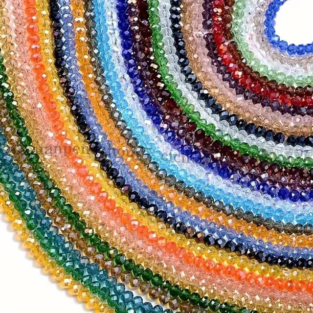 Wholesale Multicolor Crystal Glass Faceted Rondelle Spacer Loose Beads 15''