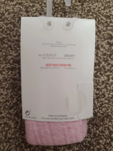 BNWT Next Baby Girls Pink Cable Tights 12-18 Months 2