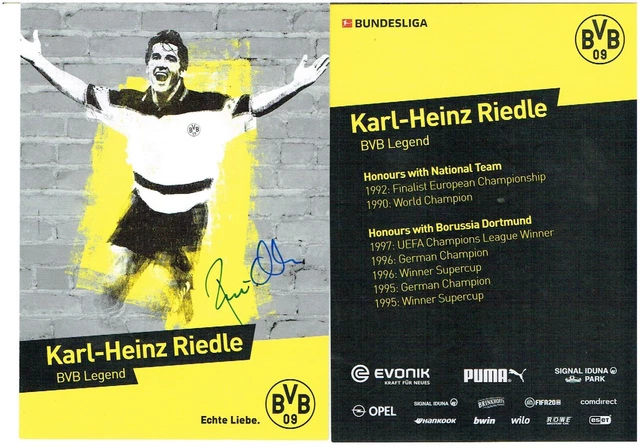 Carte Autographe Originale Karl-Heinz Riedle – BVB Borussia Dortmund – #S12783