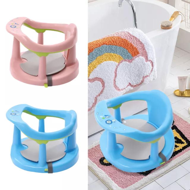 Baby Bath Tub Ring Seat Safety Chair With Anti Slip 4 Suction Cups Pink/Blue NEW