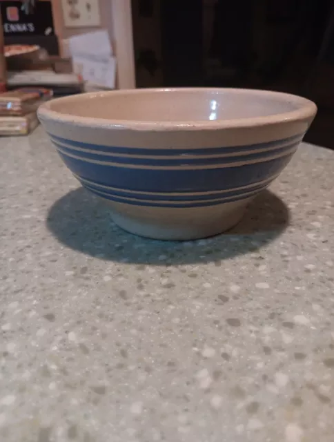 salesman sample 5in  antique yellow Ware Blue Pottery Mint Condition Rare