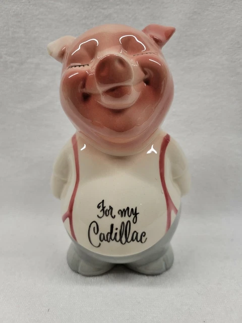 7 1/2" Large Pig Bank "For My Cadillac" Royal Copley, Royal Windsor, Spaulding