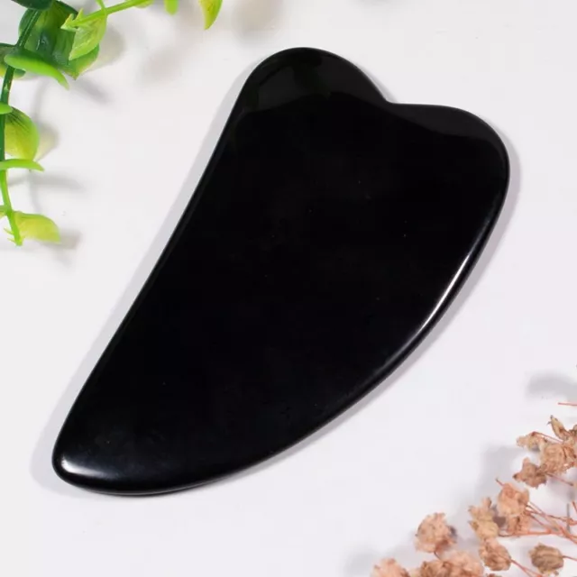 Natural Black obsidia stone Gua sha Jade Guasha Body Facial Eye Massage Tool 1PC