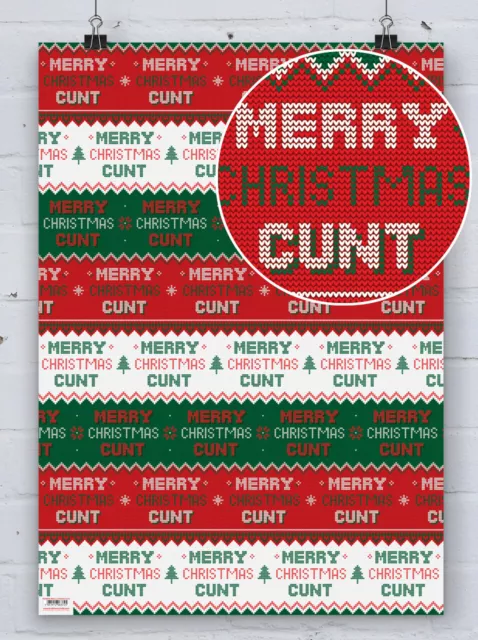 Merry Christmas Wrapping Paper Gift Wrap Funny RUDE Hilarious Cheeky Xmas