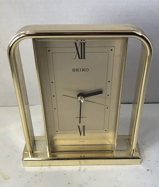 VINTAGE SEIKO QUARTZ Desk Mantel Clock Japan Gold Tone 19.99 PicClick