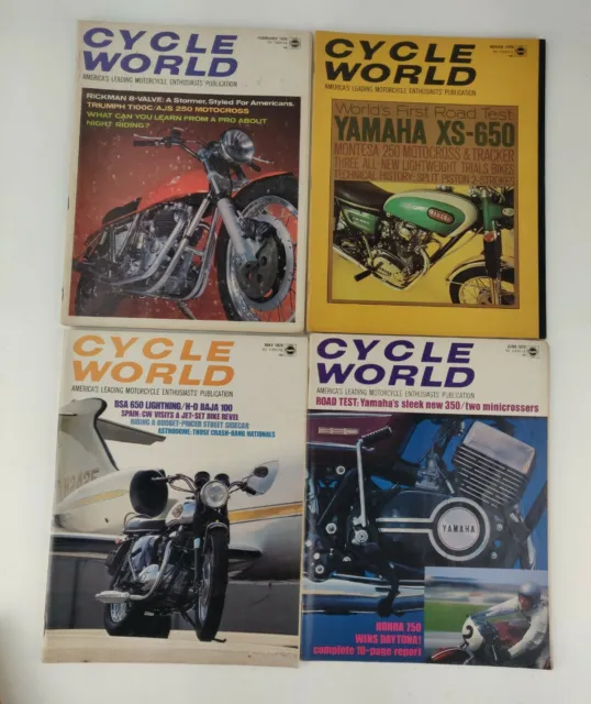Vintage 1970 Cycle World Motorcycle Magazine Lot of 4 Feb March May June