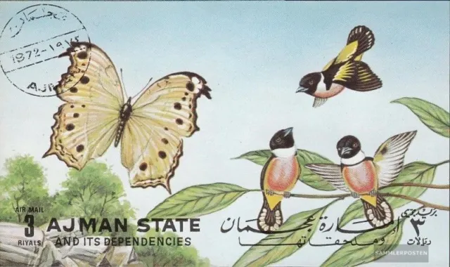 Ajman Block438 (kompl.Ausg.) gestempelt 1972 Schmetterlinge und Vögel