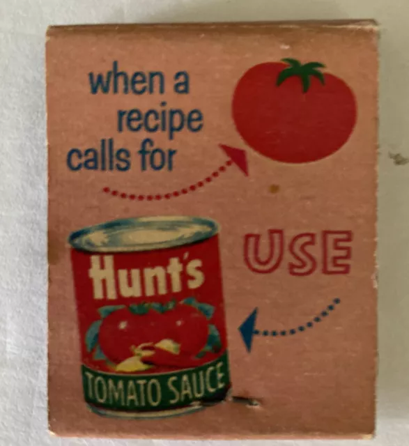 Hunts Tomato Sauce Matchbook Vintage Spaghetti & Meat Balls Recipe See Pictures