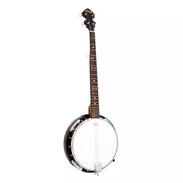 Pyle 5 String Banjo Chrome Plated Hardware Made w/Mahogany Rosewood & Maplewood