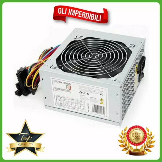 Alimentatore Computer PC 600w watt 20+4 Pin ATX Desktop Power Supply con ventola