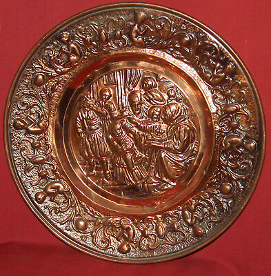 Hand Made Ornate Copper Wall Decor Plate Figures