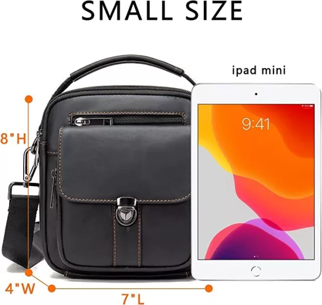 Black Men's Leather Crossbody Minimalist Messenger Bag 2