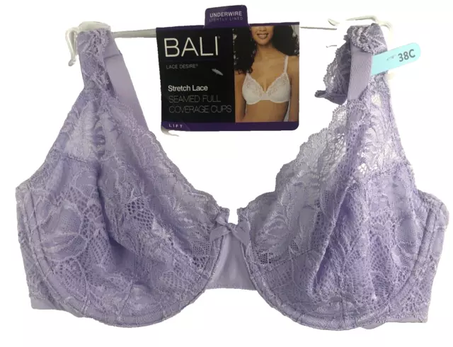 BALI LACE WOMEN'S Bra 38C Purple Stretch Lace Desire Lift
