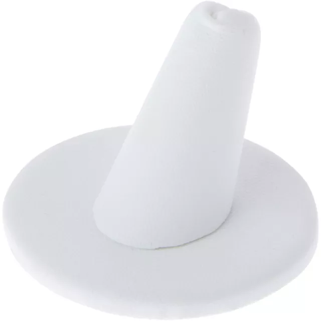 Plymor White Faux Leather Ring Display, Round Base, 2" W x 2" D x 1.25" H