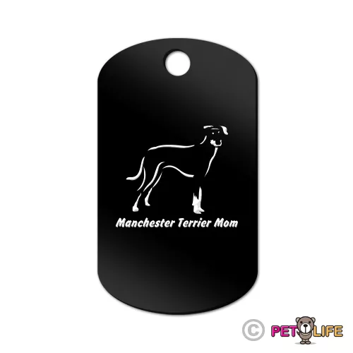 Manchester Terrier Mom Engraved Keychain GI Tag dog  Many Colors