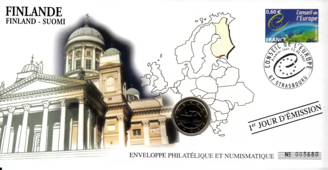 Enveloppe 1er Jour Philatélique + Numismatique: 1 Euro FINLANDE 2007 - BU