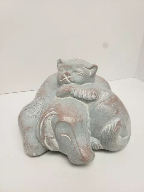 Vintage Retired Isabel Bloom Sleeping Cat & Dog Sculpture in Weathered Bronze