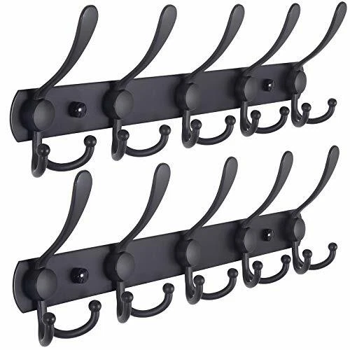Coat Rack Wall Mounted 5 Tri Hooks Heavy Duty Stainless Steel Metal Coat Hook