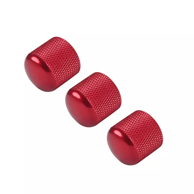 3pcs Red Electric Guitar Volume Tone Control Knobs Dome Metal Potentiometer Caps