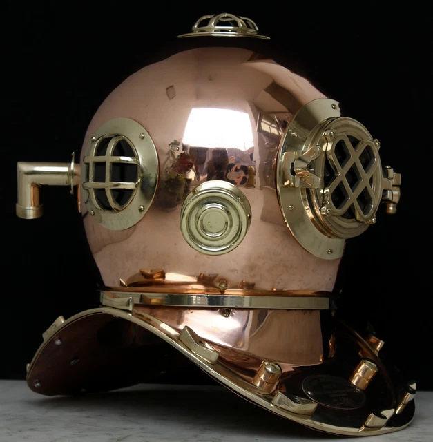 18& US NAVY Model Mark V Copper Brass Diving Divers Helmet Deep Sea ...