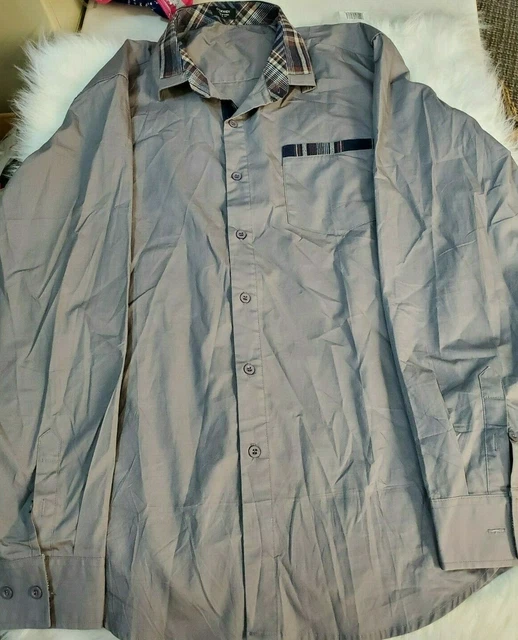 COOFANDY Mens Casual Dress Shirt Button Down Shirts Long-Sleeve Grey Large HD-20