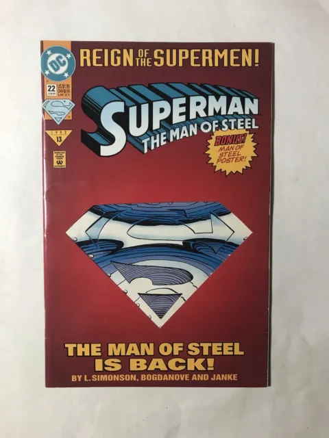 Superman Man Of Steel #22 Die Cut Cover VF/NM DC Comics 1993