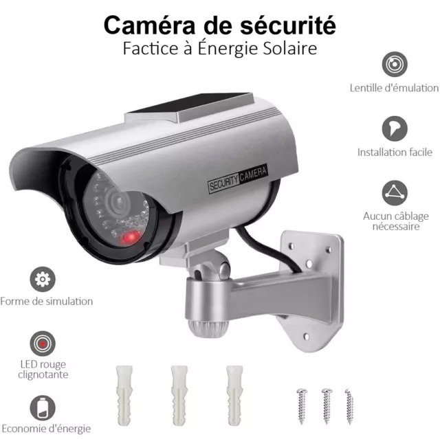 Caméra de Surveillance Factice Extérieur Energie Solaire Sans Fil Circuit fermé