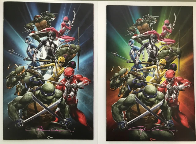 power rangers teenage mutant ninja turtles 1 Clayton Crain both signed boom idw