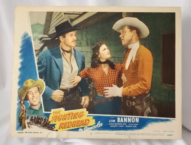 The Fighting Redhead Original Lobby Card Western Movie 1949 Mounted Nice!