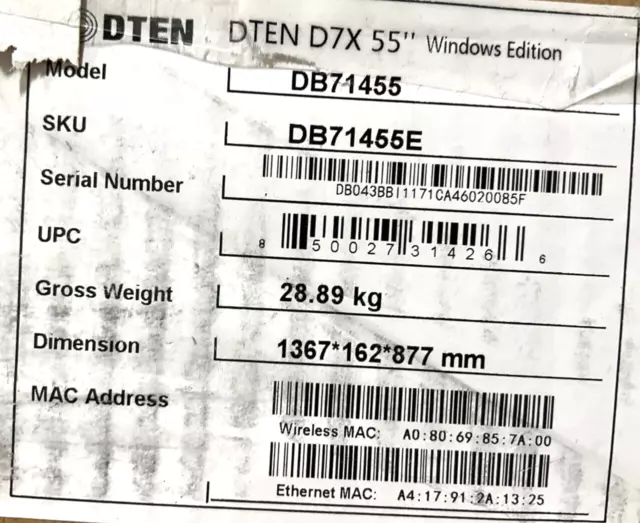 DTEN D7x 55" 4K Windows DB71455E New Open Box All-in-One Windows Version 💚❤️💚